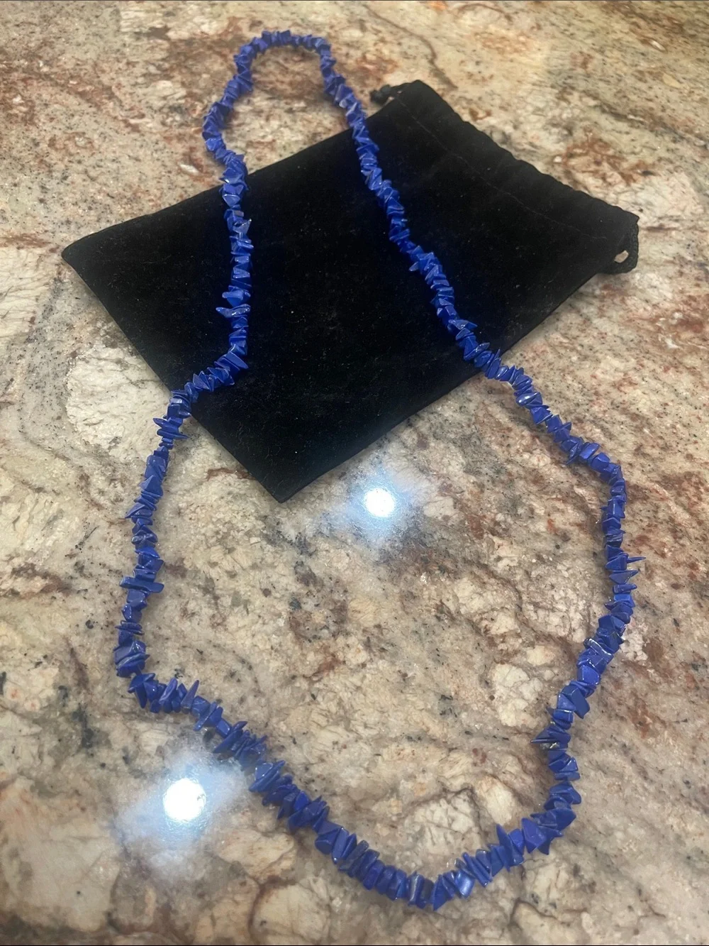 lapis beaded necklace 15”